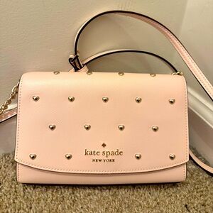 Kate Spade Staci Studded Hearts Valentine Small Flap Crossbody Purse Bag